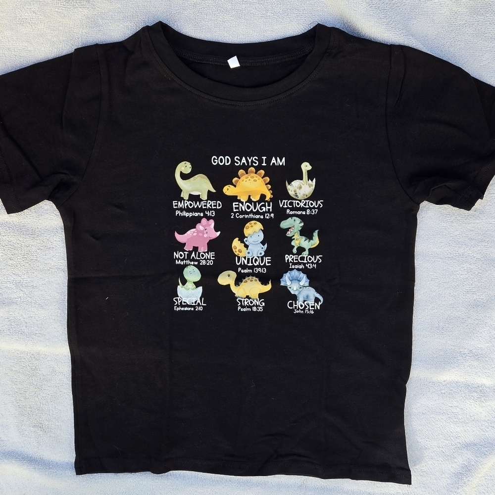 Black Kids Dinosaur Graphic T-Shirt Size 8